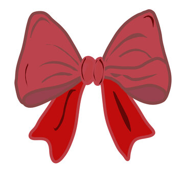 Red ribbon bow isolated on transparent or white background, png