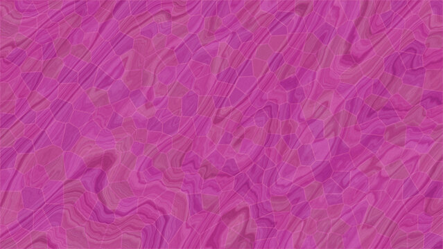 Violet pink stone mosaic background with diagonal fluid waves and interconnected polygon tiles for modern graphic projects
