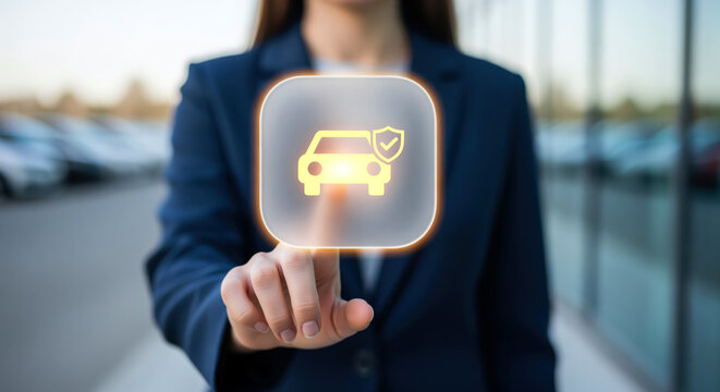 Warranty car icon framed by a shield and lit in gold, promise emblem covering engine repairs, breakdown care and long service life welcomed by dealership programs and motor plan publications