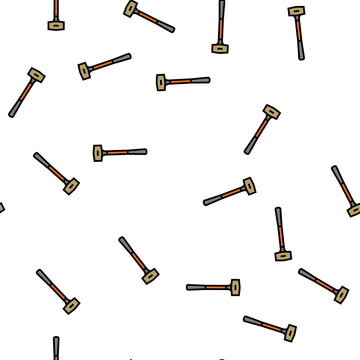 brass hammer tool vector seamless pattern brass hammer tool sign illustration