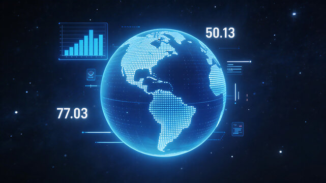 Digital globe with data metrics