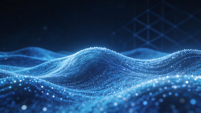 Blue glowing particle wave