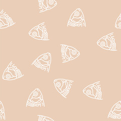 Obraz premium fish animal zoo vector line seamless pattern fish animal zoo sign illustration