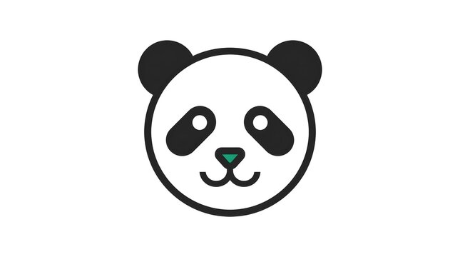 Minimalist panda face logo with simple black and white design