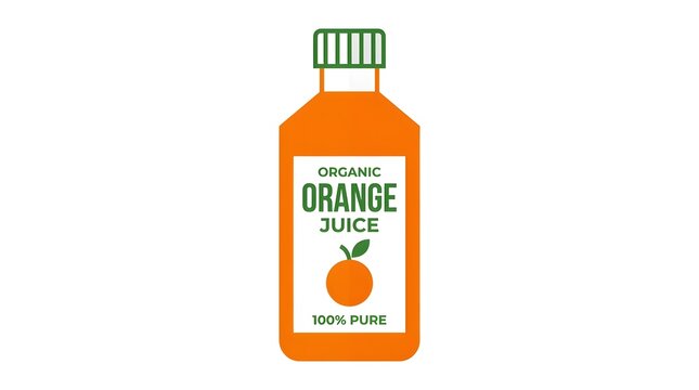 Organic orange juice bottle vector illustration with simple design