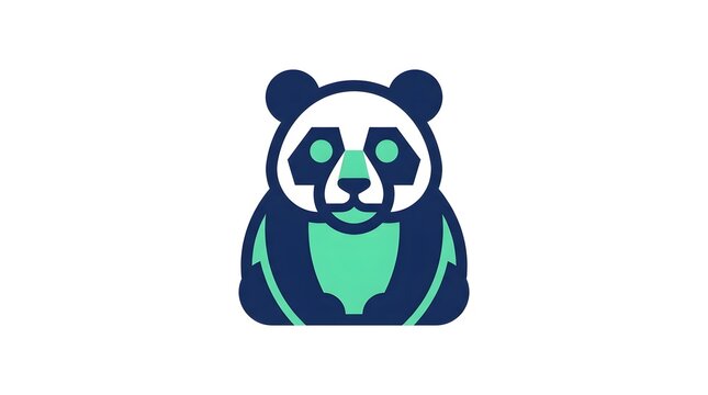 Minimalist geometric panda logo in green and blue tones