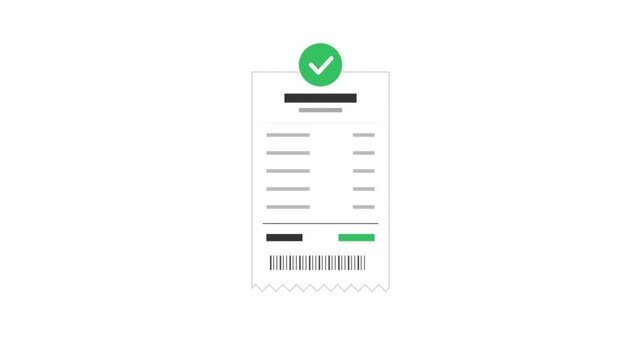 Digital payment confirmation receipt with a green checkmark icon illustrating successful transaction and financial billing process
