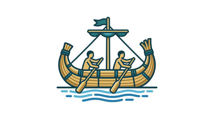 Ancient Reed Boat Vector Illustration © Hanumsari