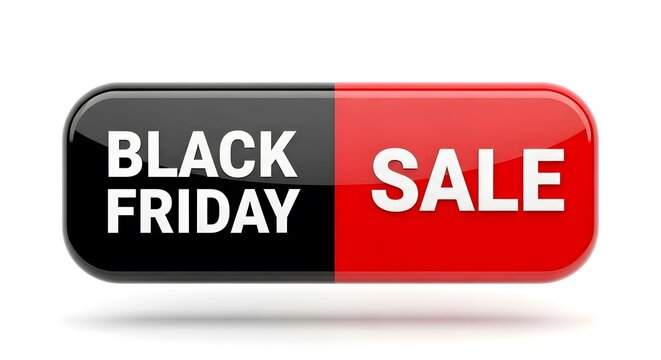 Black friday sale button isolated on white background