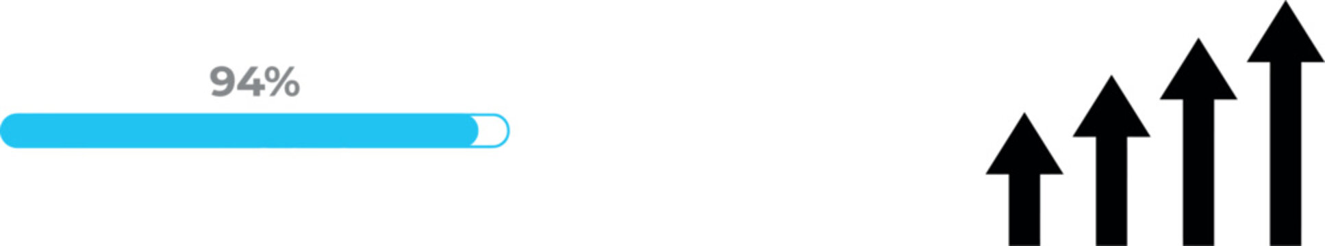 A minimalist graphic design featuring a horizontal cyan bar next to four vertical black arrows pointing upward on white background