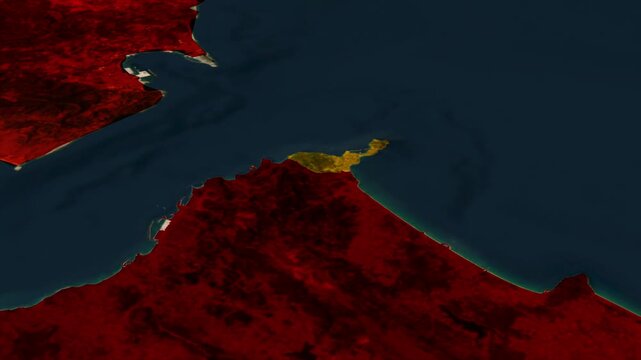 Map Zoom Animation Showing Ceuta City Location in North Africa Between Morocco and Spain