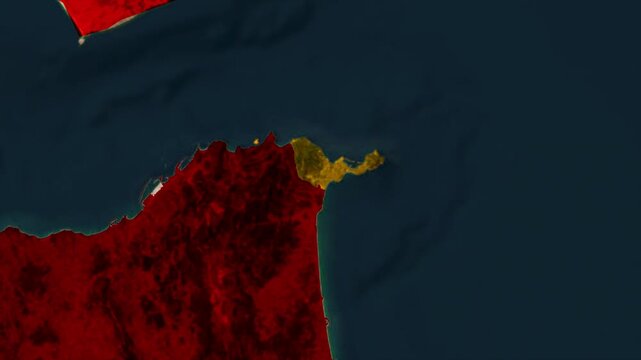 Map Zoom Animation Showing Ceuta City Location in North Africa Between Morocco and Spain