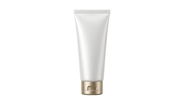 Blank white cosmetic tube with gold cap for beauty product packaging