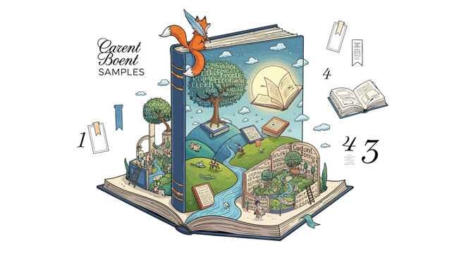 A magical open book reveals a tiny world of fantasy stories