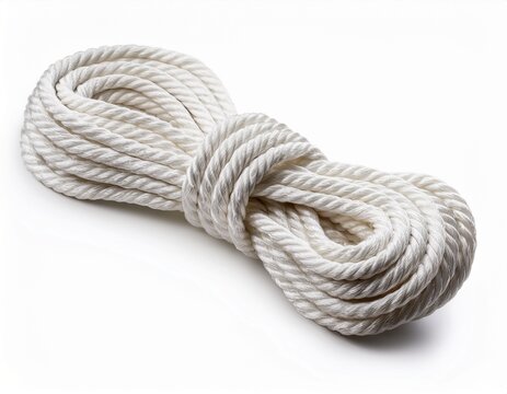 white rope lasso with tied knot isolated on cutout white background