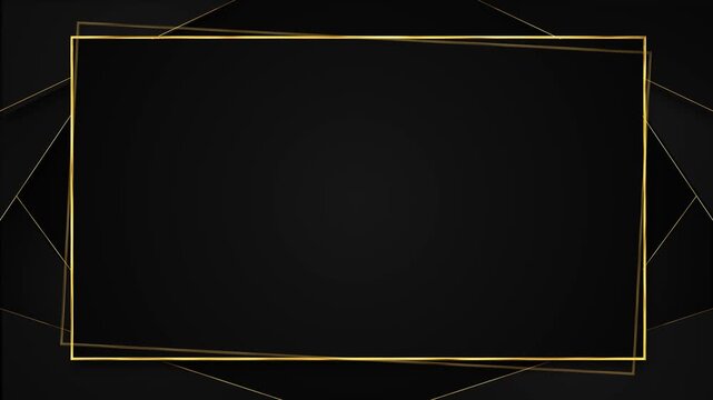 Elegant black background with layered golden rectangular borders and subtle geometric accents. Ideal for luxury titles, award intros, wedding invitations, premium branding, and looping event displays.