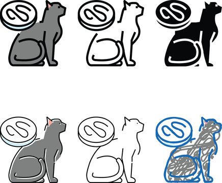 cat parasite worm color icon vector. cat parasite styles worm sign. isolated symbol