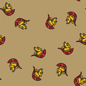 helmet ancient soldier vector seamless pattern helmet ancient soldier sign illustration