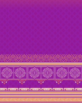 Purple Chunri Ornamental Textile Pattern with Traditional Borders
