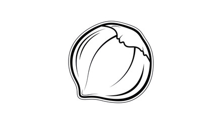 Fototapeta premium Hazelnut Outline Vector Illustration