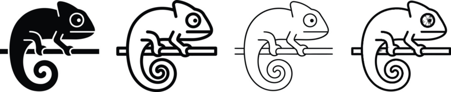 PrintChameleon Animal Icon Set, Exotic Reptile Symbols Vector Pack