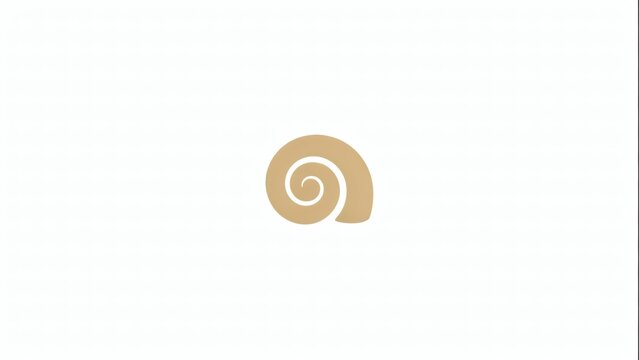 Minimalist beige snail shell icon featuring smooth curved geometric lines on clean white background with graphic centered