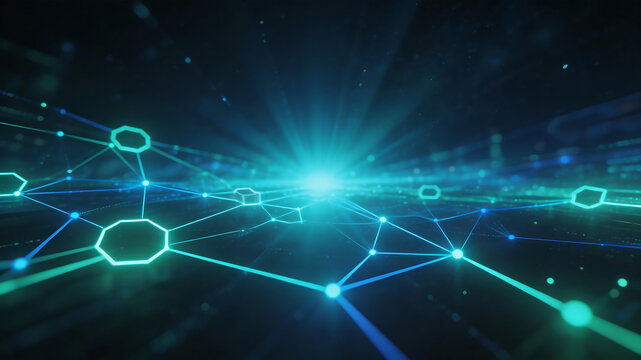 Abstract digital network with glowing nodes