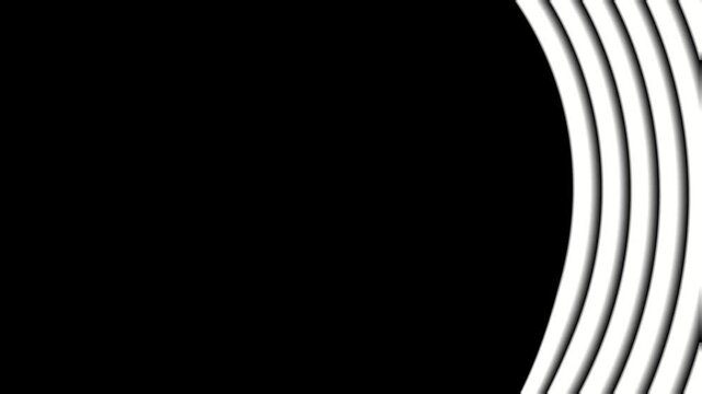 Abstract seamless white wavy concentric rings overlay with alpha channel. Liquid 3D motion graphic transition for video backgrounds, transparent organic fluid frame