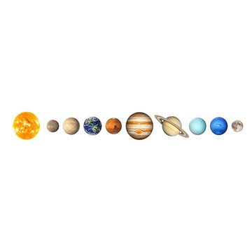 Horizontal lineup of solar system planets as isolated object