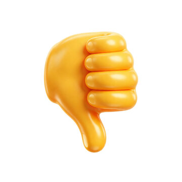 3D yellow thumbs down emoji icon with rejection, feedback, negative as transparent object