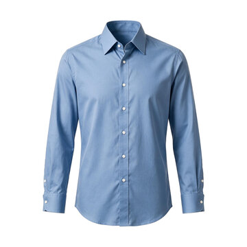 Classic blue button down dress shirt as isolated element