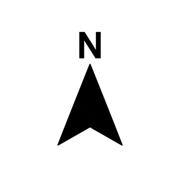 Black compass north arrow icon with direction navigation location orientation as transparent PNG
