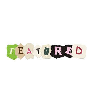 Featured word made of colorful torn paper letters