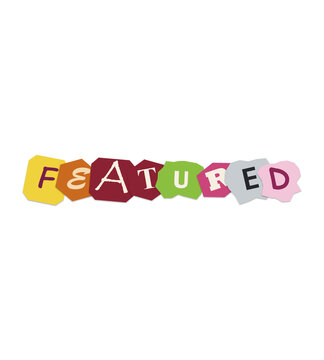 Featured word made of colorful torn paper scraps