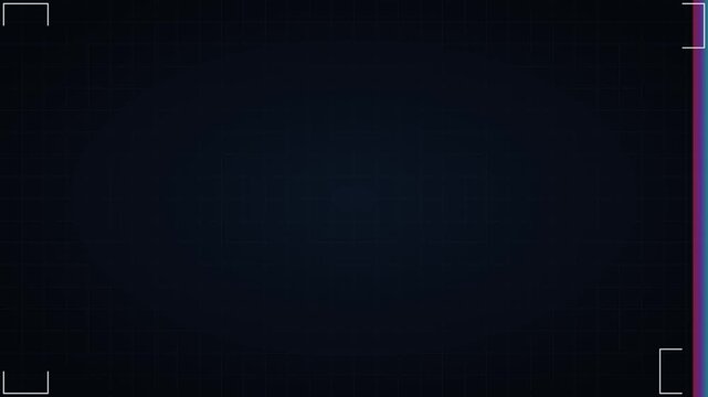 Minimalist digital animation 4k background, with moving vertical, neon light lines, and camera viewfinder overlay