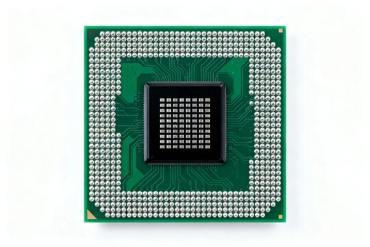 Computer CPU Processor Chip with Ball Grid Array on White