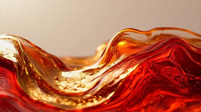 Abstract flowing golden and red liquid