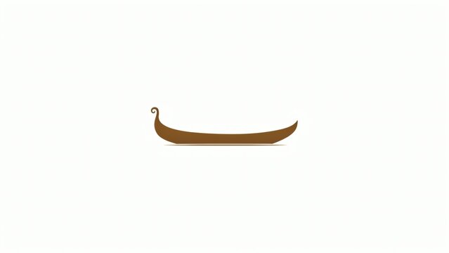 Minimalist brown boat icon isolated on white background with sailing boat simple brown brown color white space
