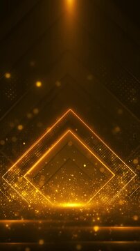 Radiant bronze rhombus frames rise through sparkling dust and dotted patterns on a dark backdrop. Ideal for premium announcements, gala screens, trophy intros, fashion promos and formal presentations.