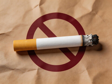 Cigarette with no smoking symbol