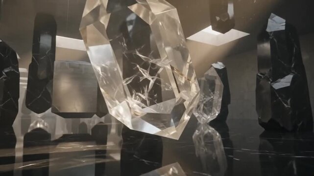 Luxury Eternal Aurora Monolith with Black Obsidian, White Marble and Cinematic Architectural Lighting 8K