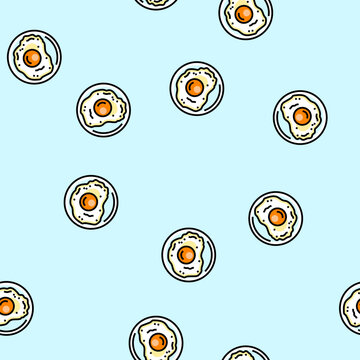 fried egg chicken vector seamless pattern fried egg chicken sign illustration