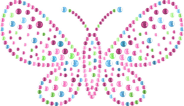 Colorful Rhinestone Butterfly Outline