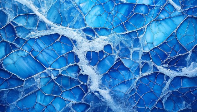 a vibrant blue textured background featuring intricate patterns and cracks resembling ice or marble with a cool refreshing aesthetic