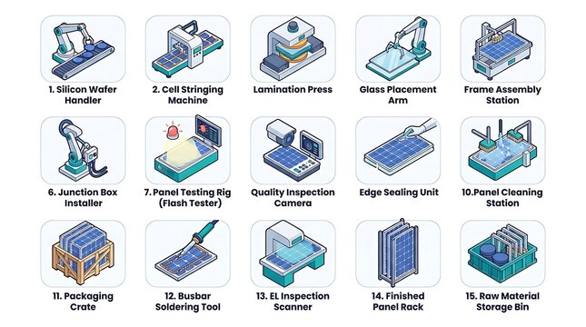 Set of isometric manufacturing and industrial factory production line machinery icons with manufacturing industry isometric machinery production automation equipment industrial technology