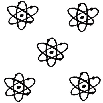 Atom Doodle Vector Isolated on White Background &ndash; Cartoon Science Icon Line Art Clipart for Education, Chemistry Poster and Design Projects