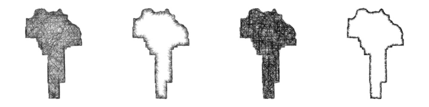 Monochrome sketch Garfield, Washington outline map design set
