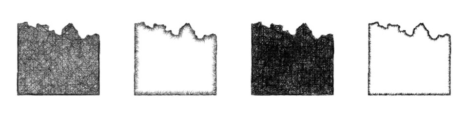 Obraz premium Sketch Lincoln, Washington outline map design set