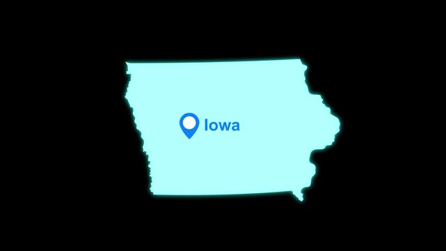 Iowa State map with location pin animation