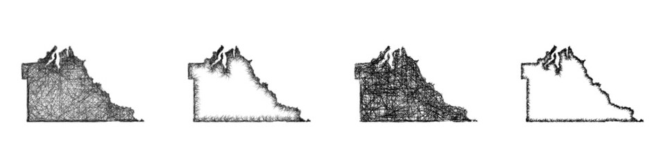 Fototapeta premium Sketch Thurston, Washington outline map design set